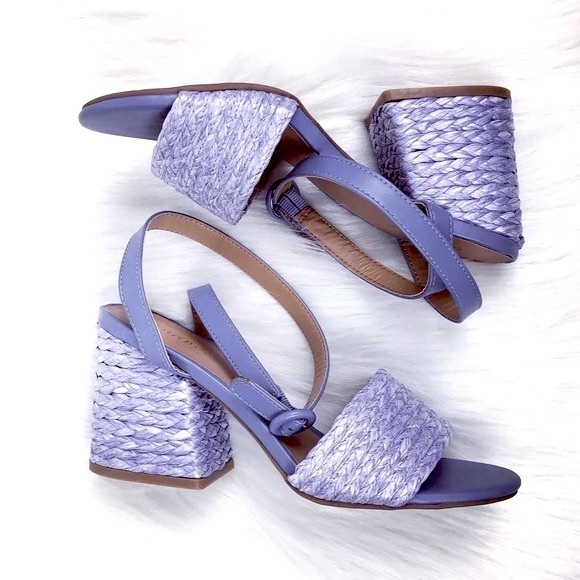 NEW Bamboo Maddy-02 ankle strap, braided raffia block heel sandals - Picture 2 of 4